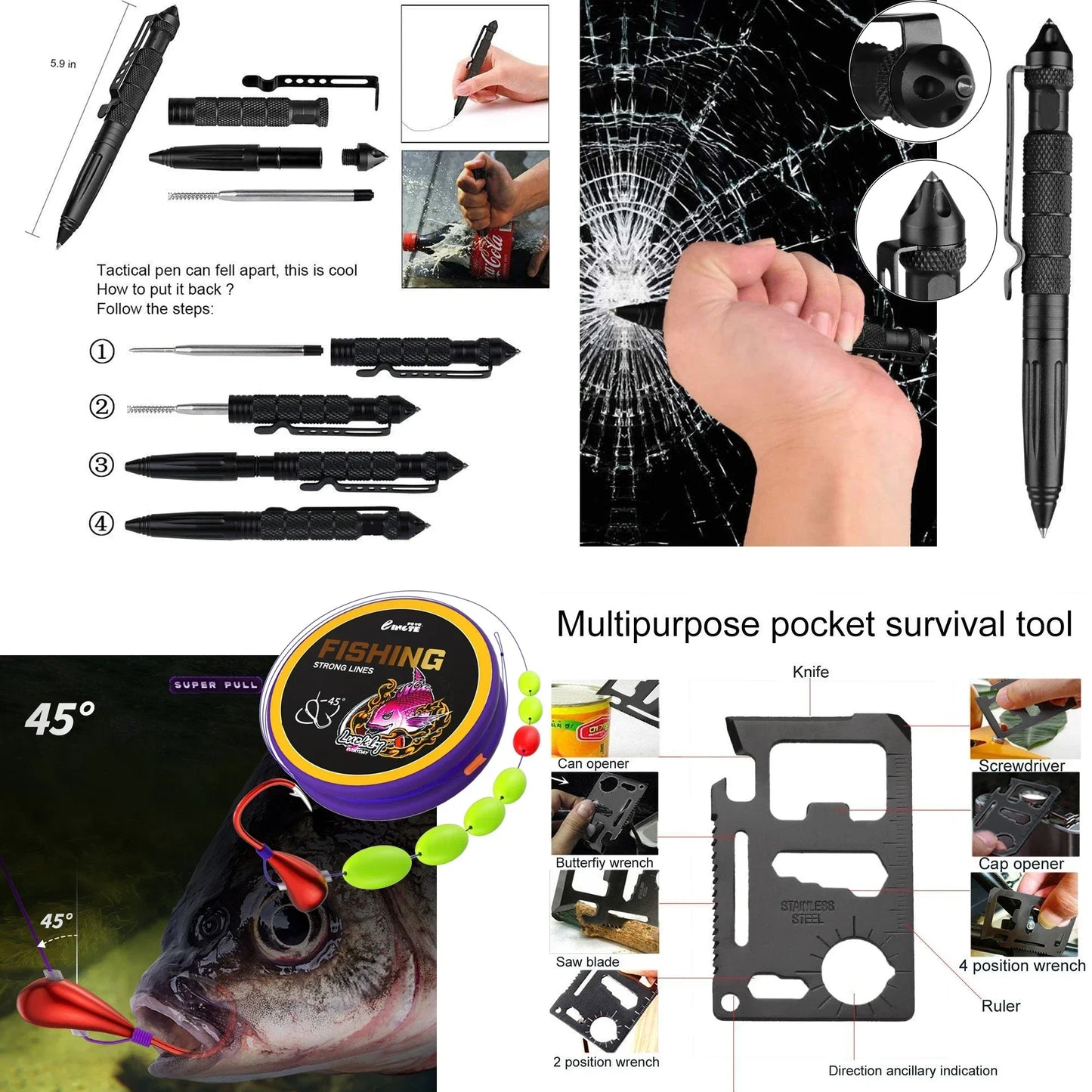 Kit Supervivencia UE 2025 Titán - con Mochila Botiquín y Linterna, Manta Térmica Supervivencia, Cuchillo Supervivencia Militar Profesional más Hacha, Tiritas, Vendas, Silbato y Brújula