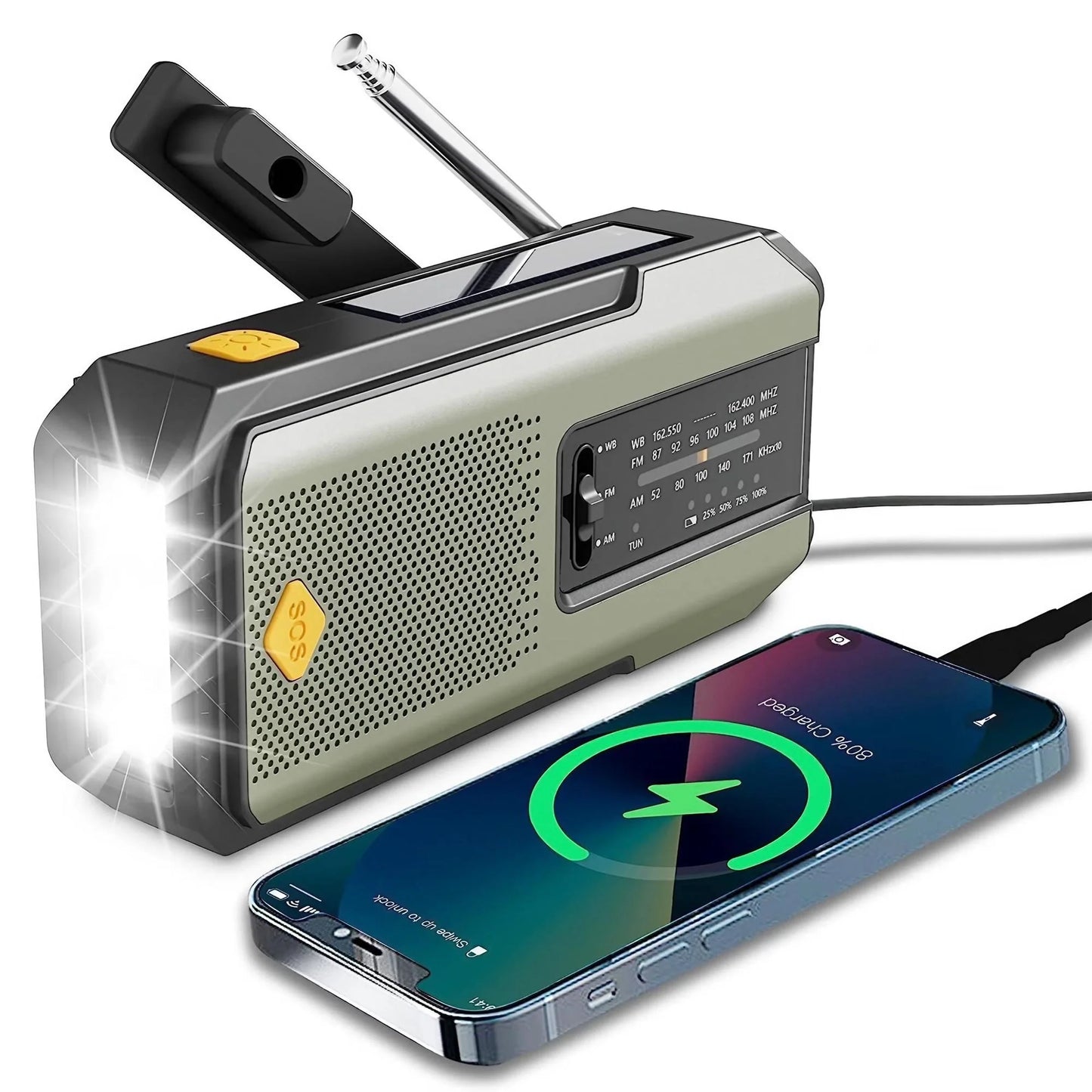 Radio de Emergencia Humpti WeatherPro – AM/FM/NOAA, Dinamo, Solar y Power Bank