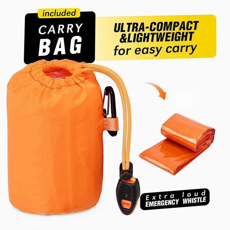 Emergency Survival Rain Hot Poncho Thermal Survival Space Blanket Thermal Raincoat Heat Reflective Waterproof for Camping Hiking