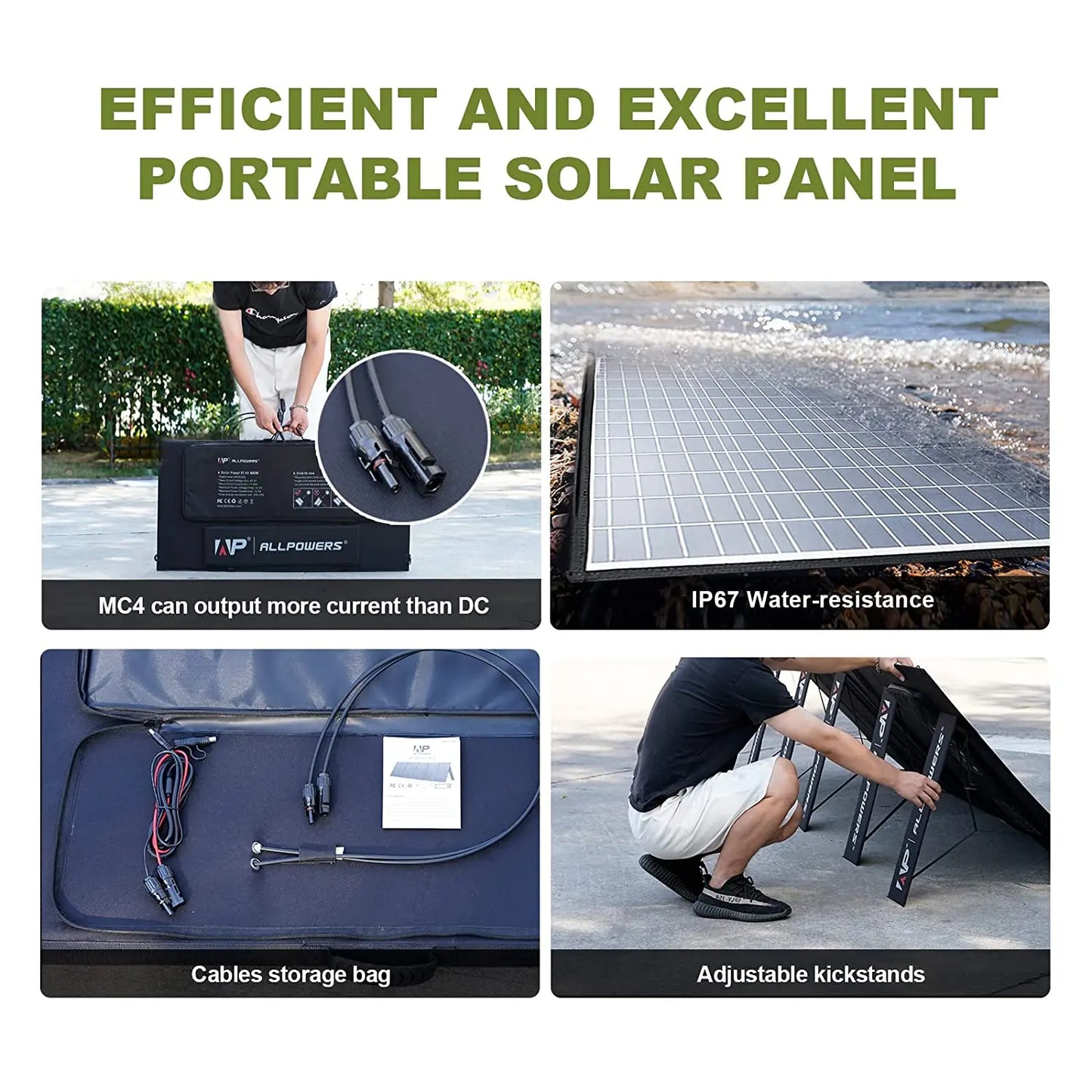 ALLPOWERS 400W / 200W / 140W / 100W / 60W Solar Charger,Portable Waterproof Foldable Solar Panel for Camping RV Garden Roof