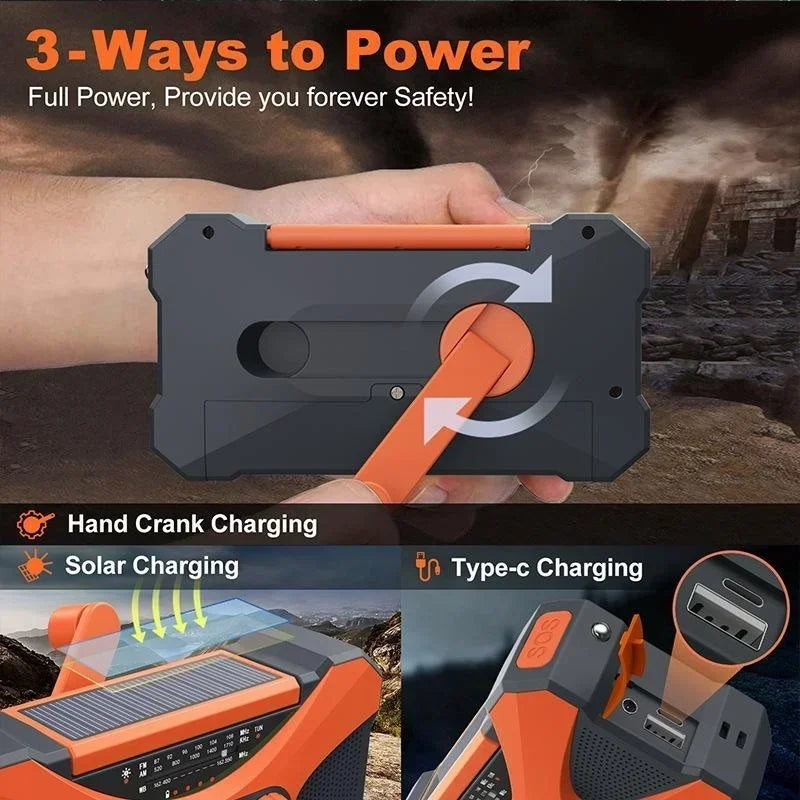 Radio de Emergencia Humpti 10 000 mAh – Solar, Dinamo y Power Bank (AM/FM/NOAA)