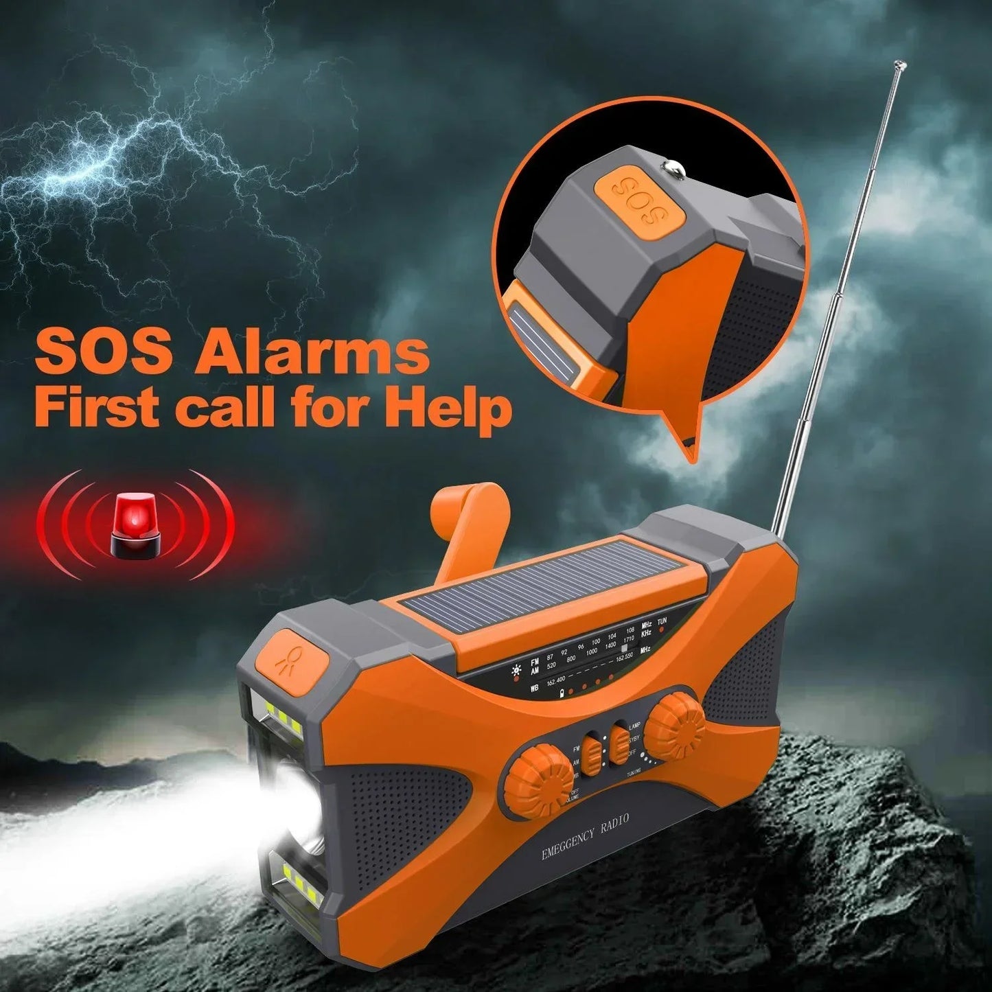 Radio de Emergencia Humpti 10 000 mAh – Solar, Dinamo y Power Bank (AM/FM/NOAA)