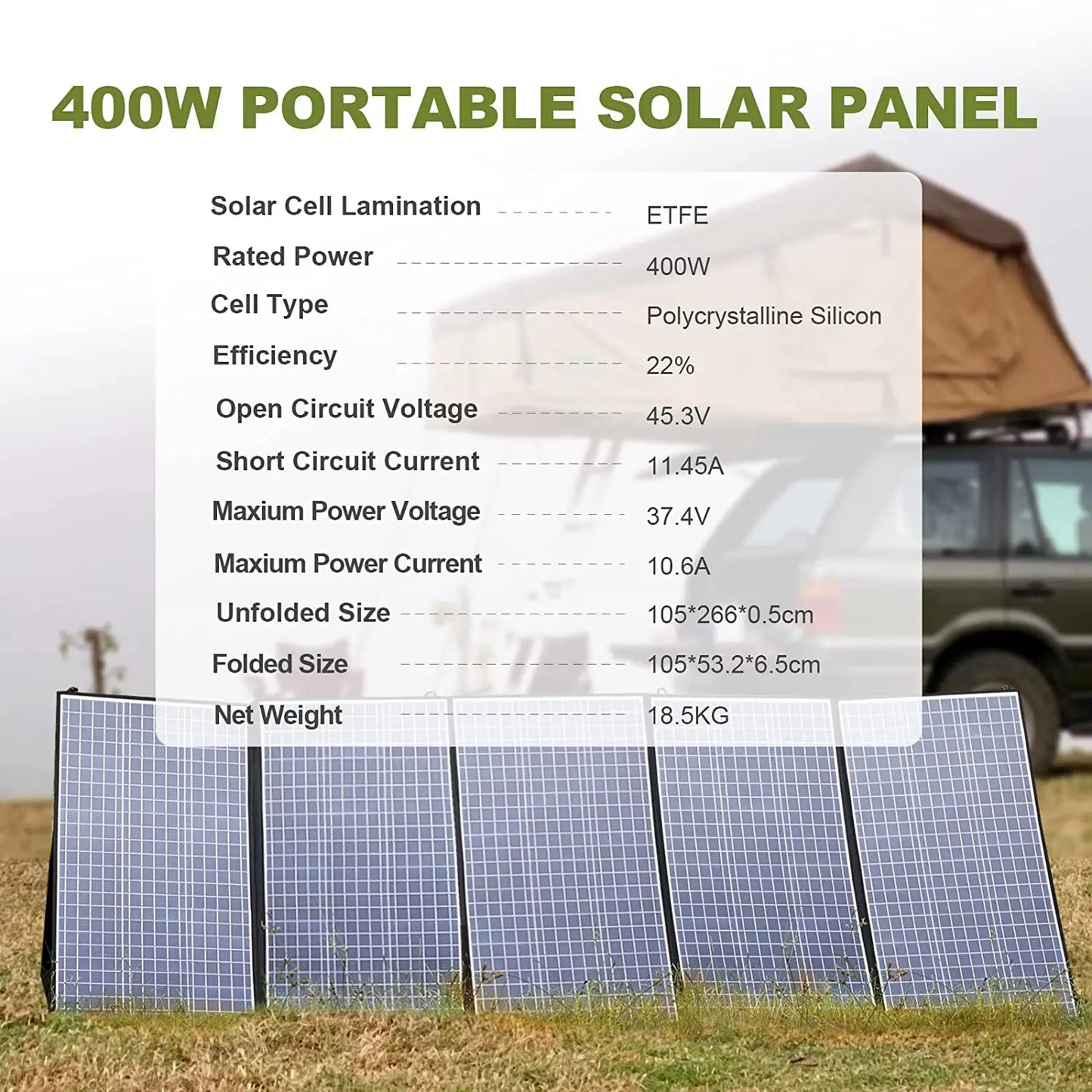 ALLPOWERS 400W / 200W / 140W / 100W / 60W Solar Charger,Portable Waterproof Foldable Solar Panel for Camping RV Garden Roof