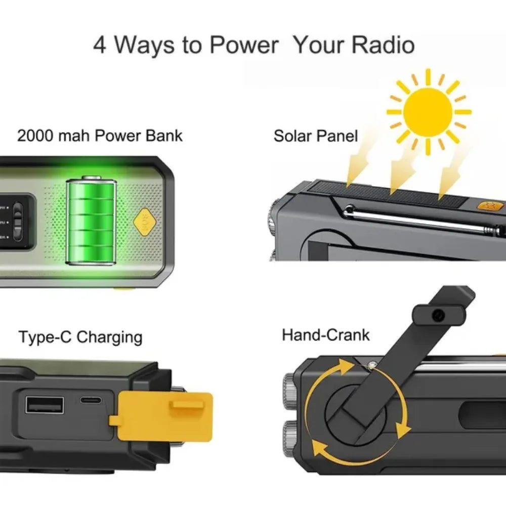 Radio de Emergencia Humpti WeatherPro – AM/FM/NOAA, Dinamo, Solar y Power Bank