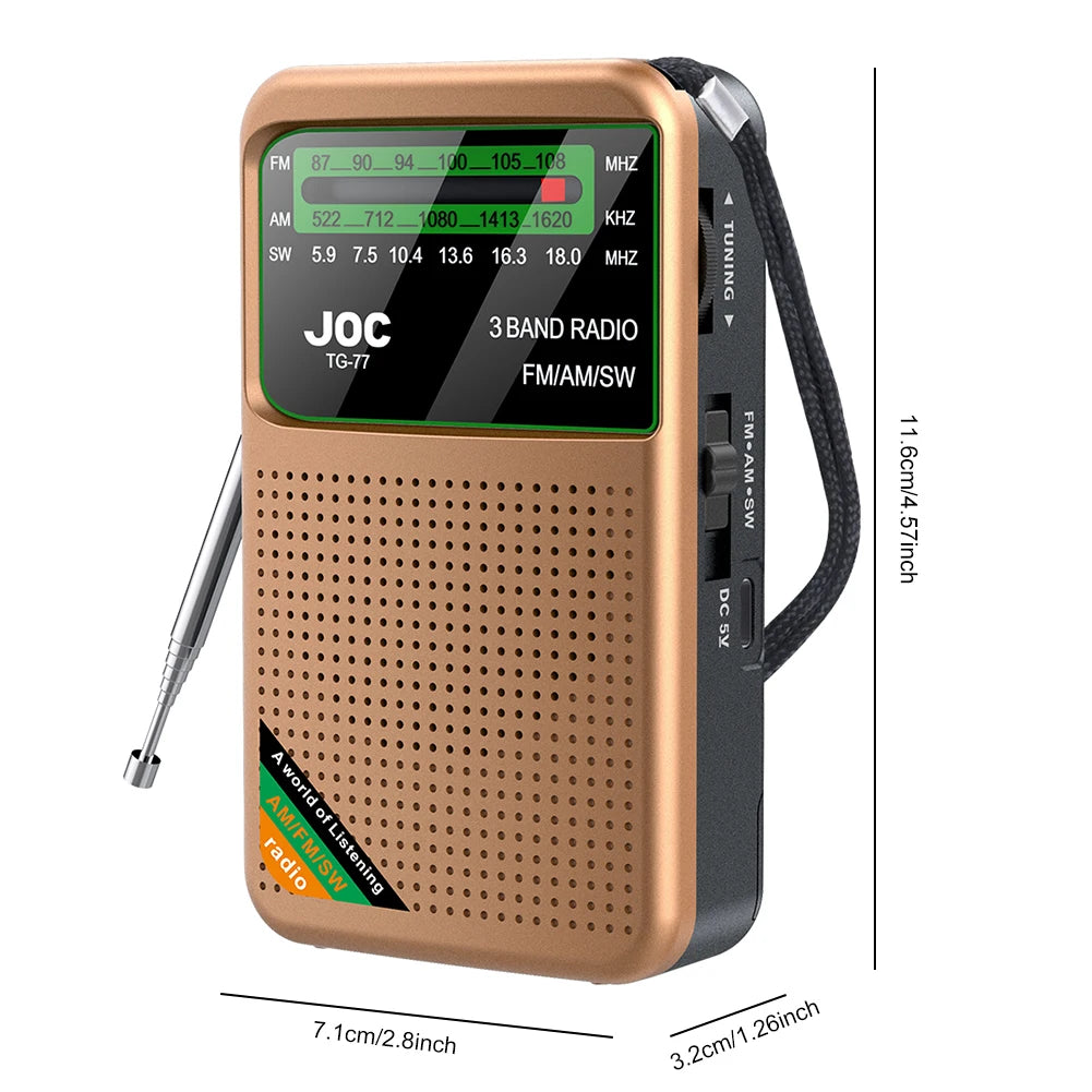 Radio Humpti Pocket Pro – AM/FM/SW con Linterna LED y Clip Portátil