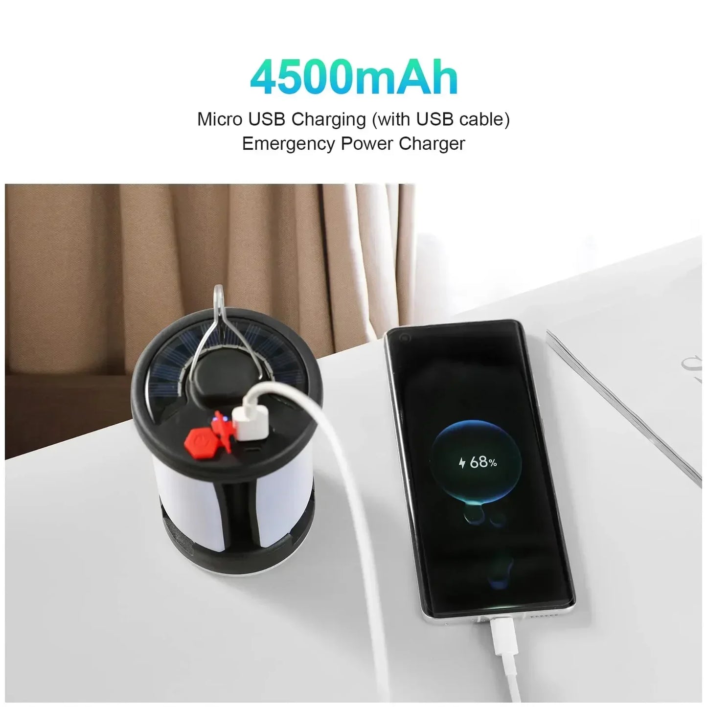 Linterna Solar Plegable Humpti 1000 lm – Batería 4500 mAh, Power Bank y 6 Modos