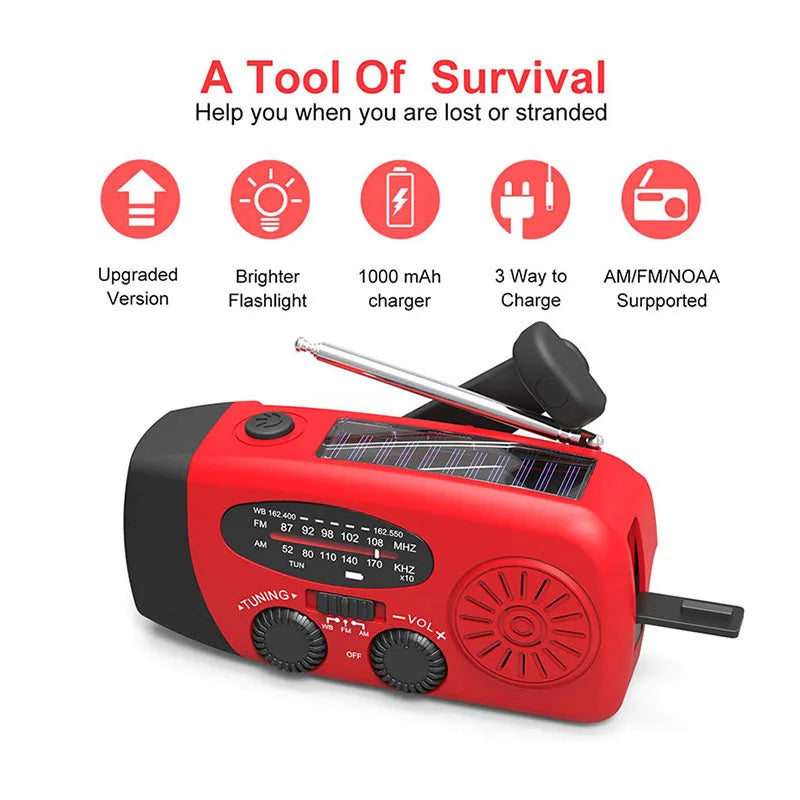 Radio de Emergencia Humpti 5 en 1 – Solar, Dinamo, AM/FM/NOAA, Linterna y Power Bank