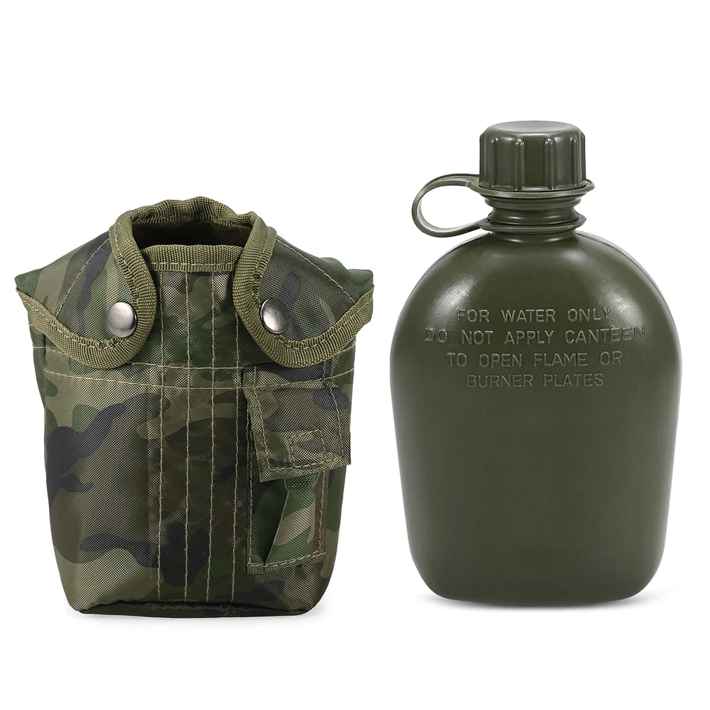 Cantimplora Militar Humpti 1 L – Con Funda Fieltro y Mosquetones