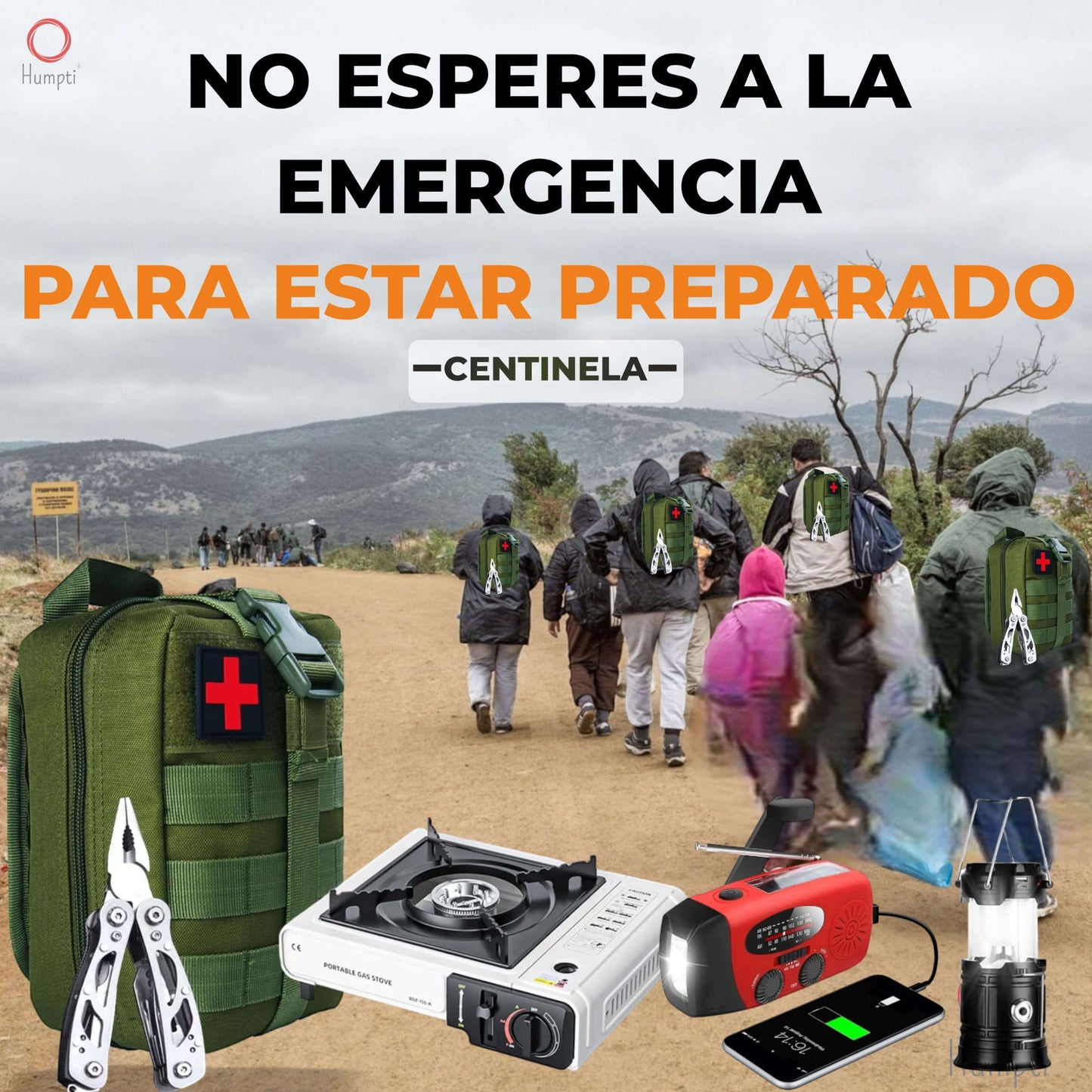 Kit de Supervivencia Completo UE 2025, Mochila Supervivencia 72 Horas Equipada con Camping Gas Portatil, Kit Supervivencia Catastrofe, Botiquín Táctico con Radio Sola, Alicates, Tijeras y Silbato