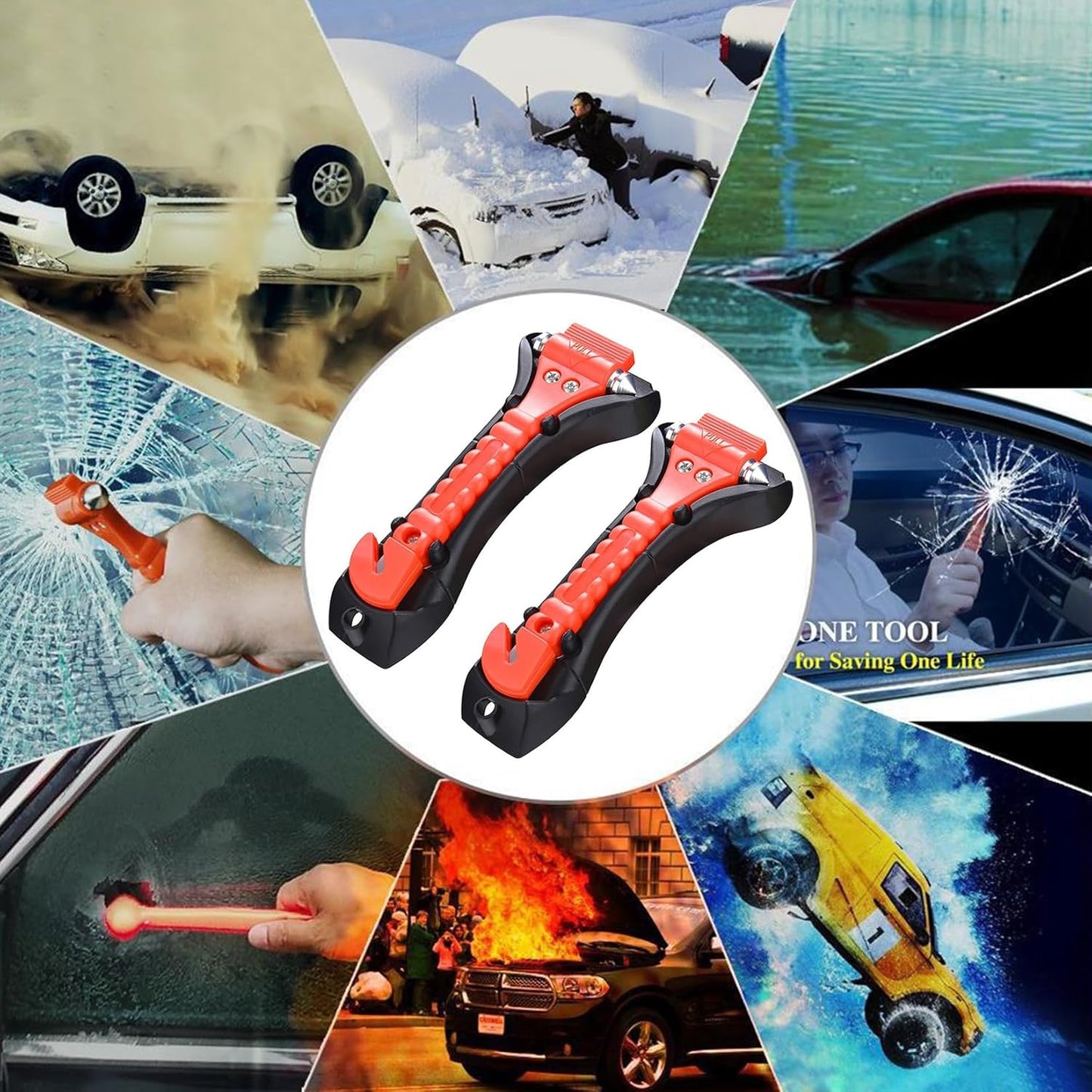 Martillo Rompe Cristales Coche, Herramienta Romper Cristal Vehiculo y Cortar Cinturon, Rompecristales y Cinturon, Romper Cristal Coche y Cinturon, Rompe Lunas Coche y Cortar Cinturones