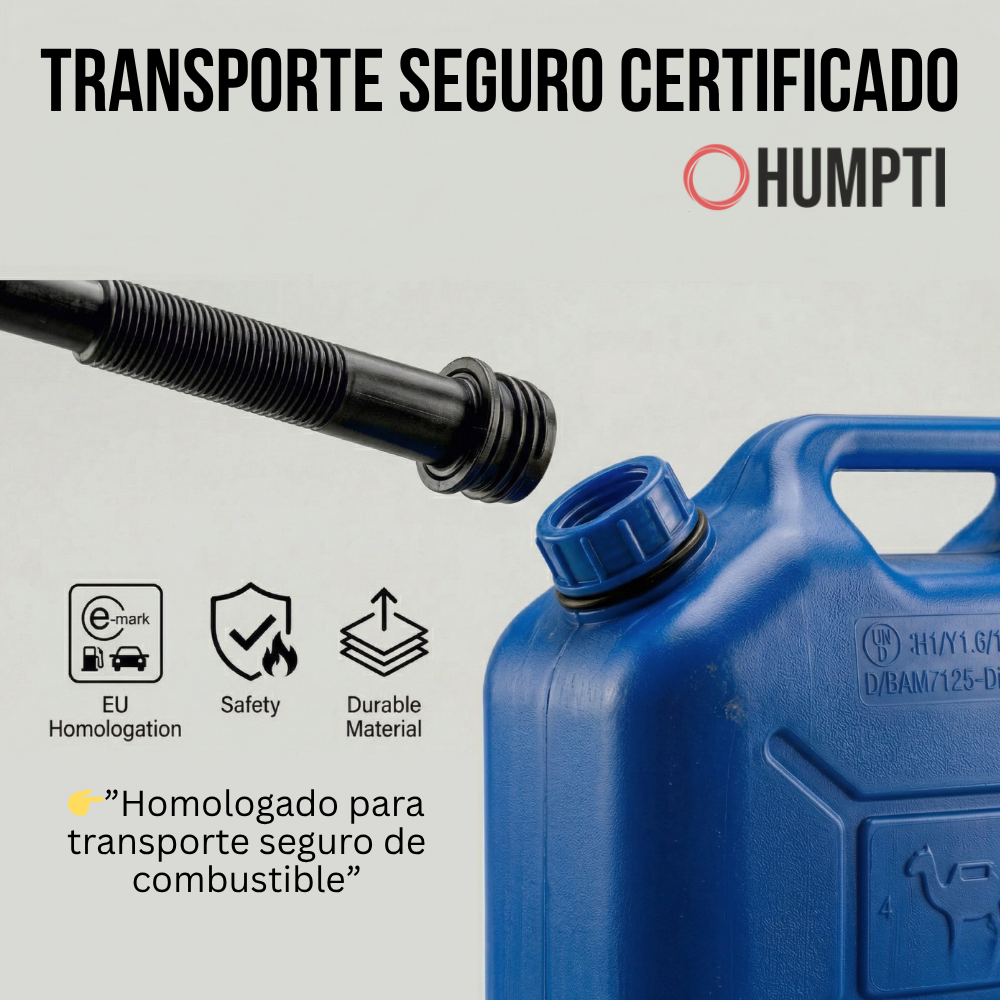 Bidón Combustible Homologado HUMPTI FuelSafe™ |10L / 20L | Gasolina y Diésel