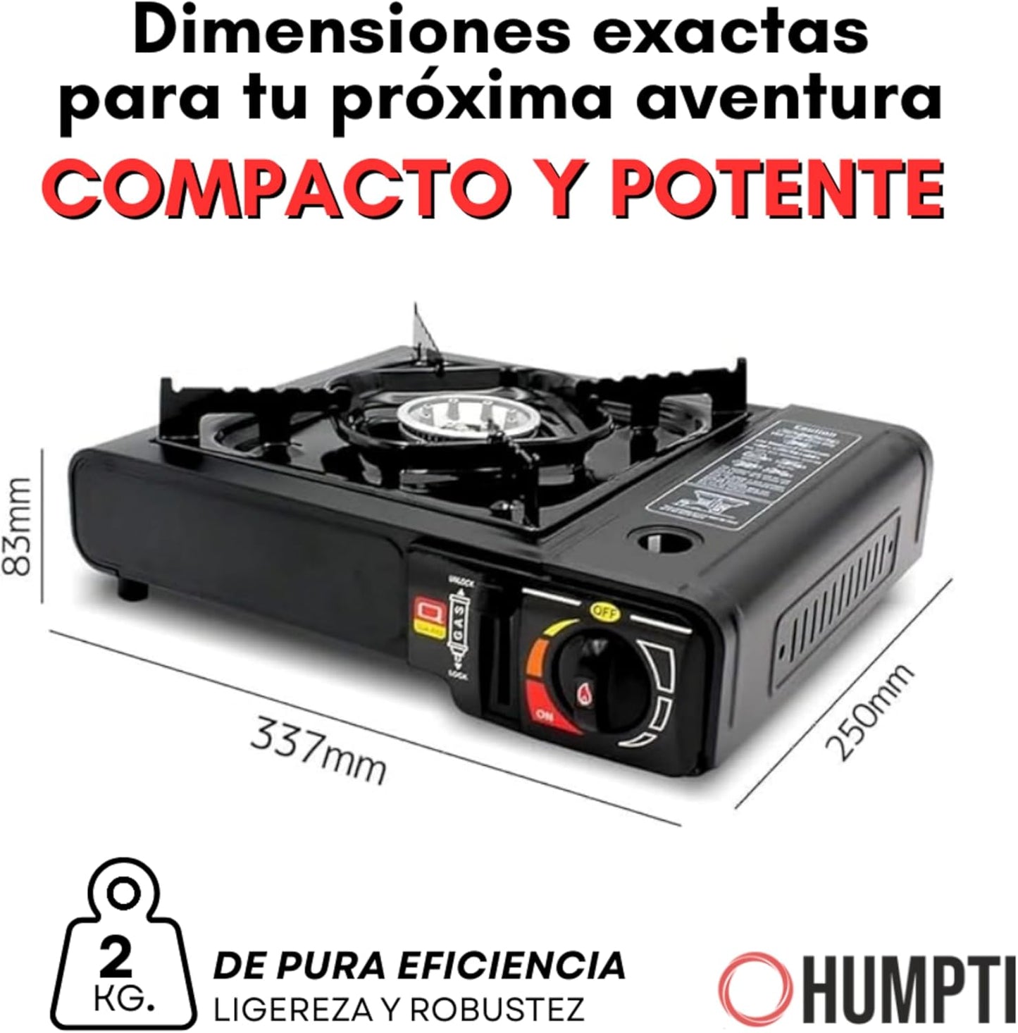 Camping Gas Portatil con Adaptador de Bombona, Pack Hornillo + 4 Cartuchos