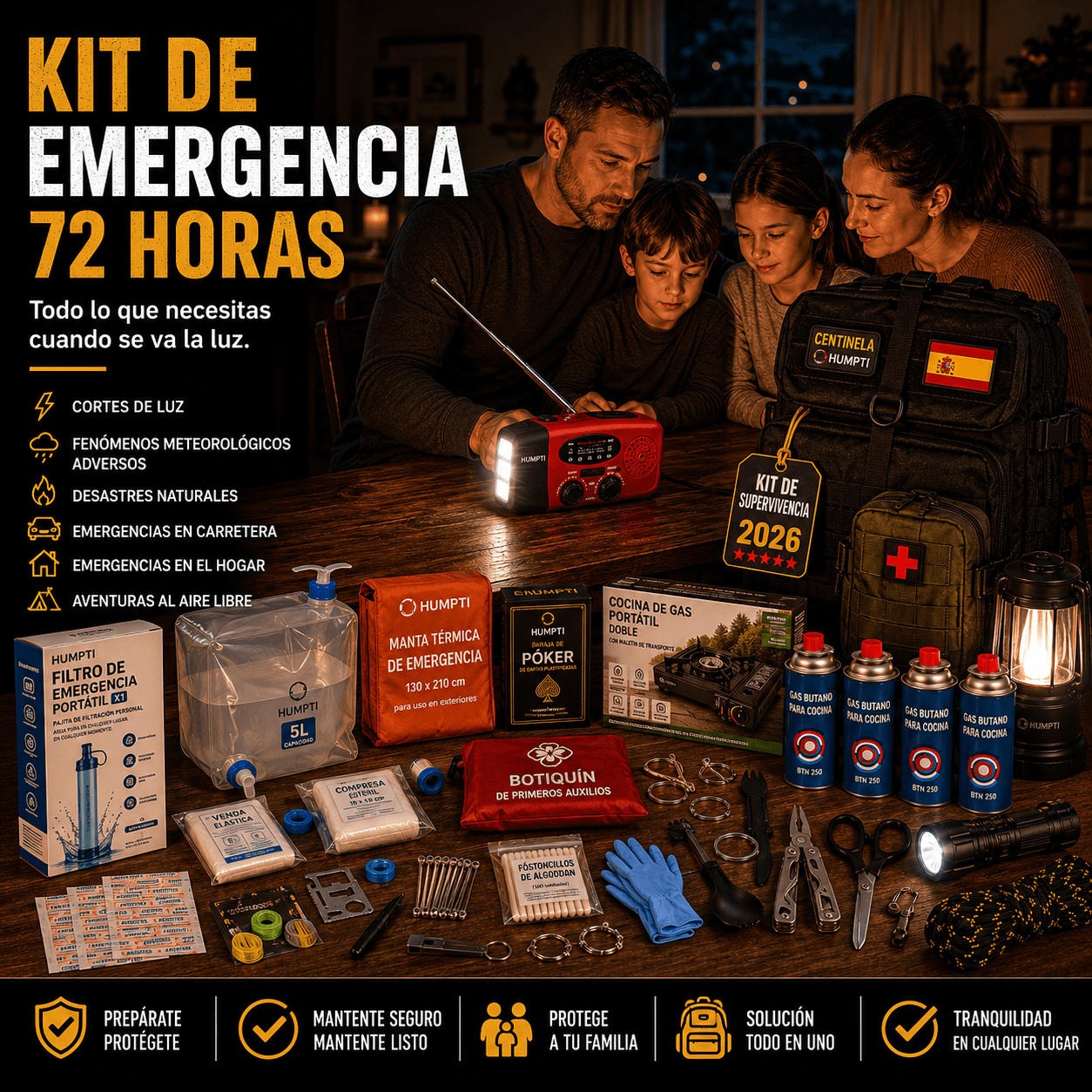 Kit de Supervivencia Completo 72 Horas - Modelo Centinela