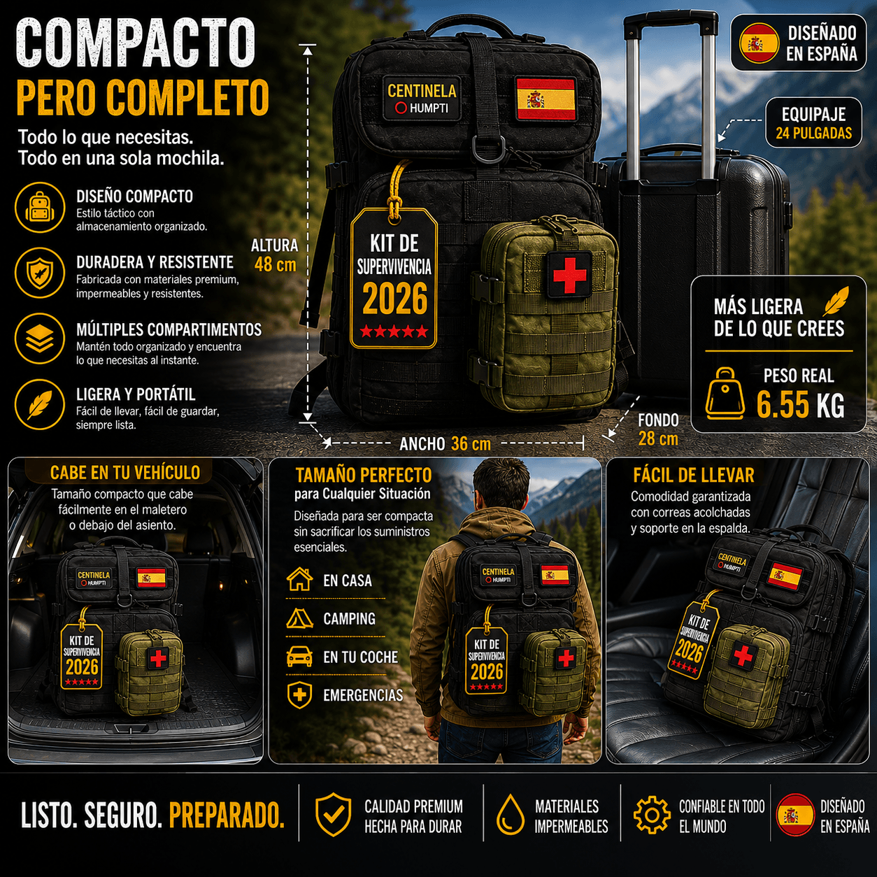 Kit de Supervivencia Completo 72 Horas - Modelo Centinela