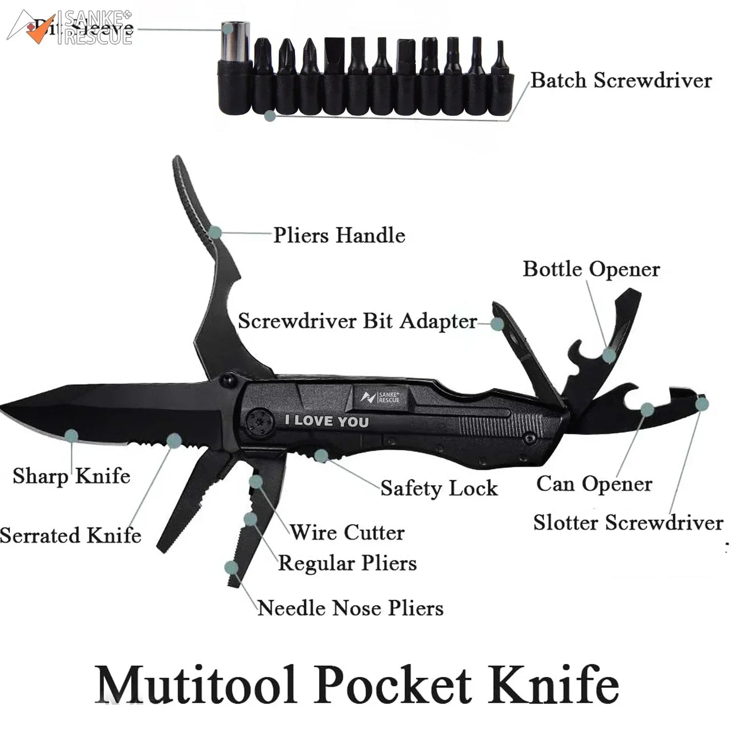 Multiherramientas Plegable Humpti – Navaja, Alicates y 9 Funciones EDC