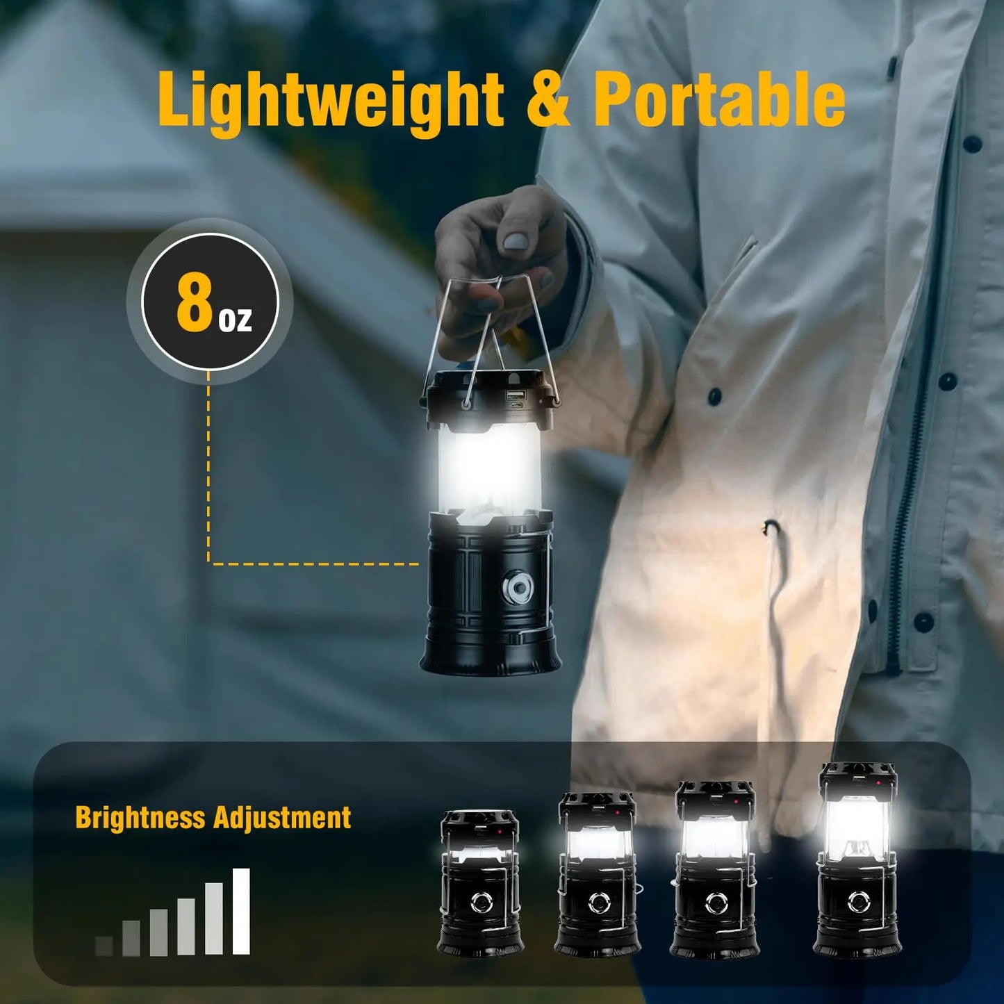 Linterna Solar Plegable Humpti 6 LED – USB, Power Bank y Gancho (IPX4)
