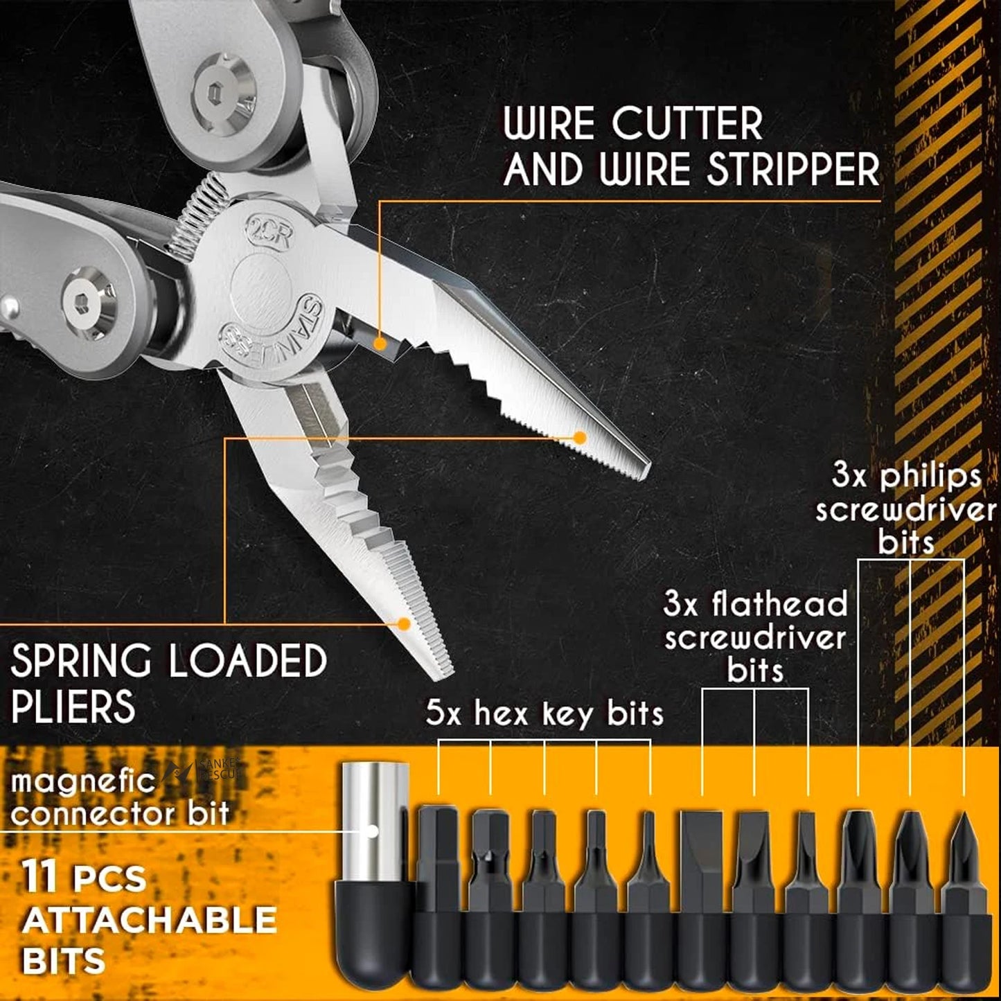 Multiherramientas Humpti Rescue 24 en 1 – Alicates, Navajas y 11 Bits Intercambiables