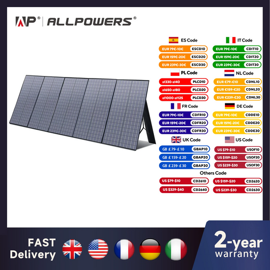ALLPOWERS 400W / 200W / 140W / 100W / 60W Solar Charger，Portable Waterproof Foldable Solar Panel for Camping RV Garden Roof