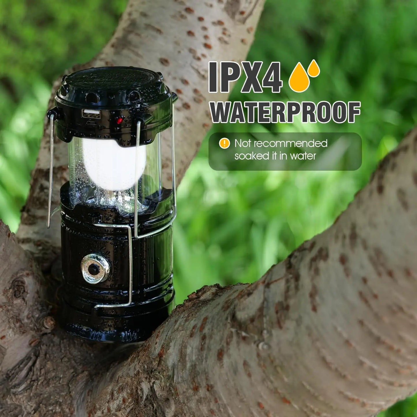 Linterna Solar Plegable Humpti 6 LED – USB, Power Bank y Gancho (IPX4)
