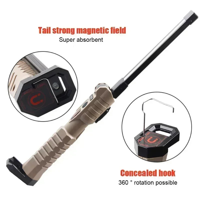 Lámpara de Trabajo Plegable Humpti COB+XPE – USB Recargable con Gancho y Imán (7 Modos)