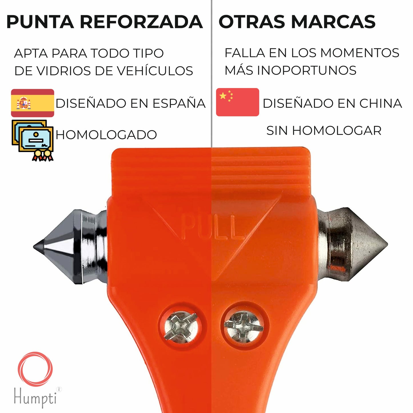 Martillo Rompe Cristales Coche, Herramienta Romper Cristal Vehiculo y Cortar Cinturon, Rompecristales y Cinturon, Romper Cristal Coche y Cinturon, Rompe Lunas Coche y Cortar Cinturones